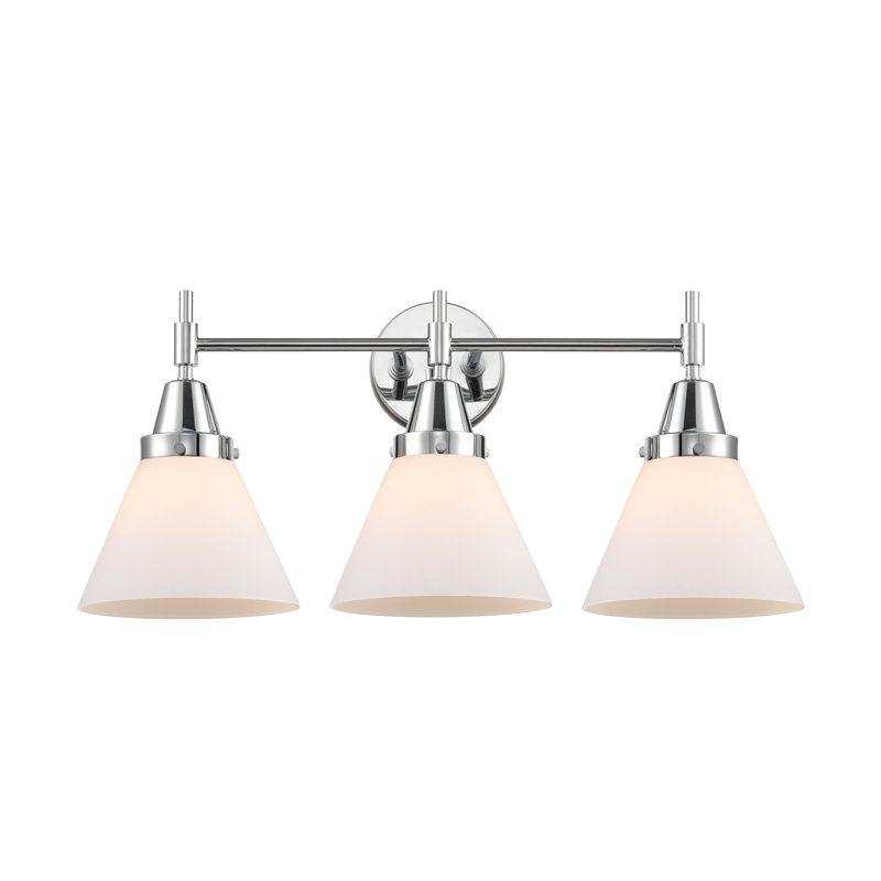Éclairage pour meuble-lavabo 3 lumières 26 po Caden Cone, Blanc mat, Chrome poli, Ampoule DEL 4 watts rétro