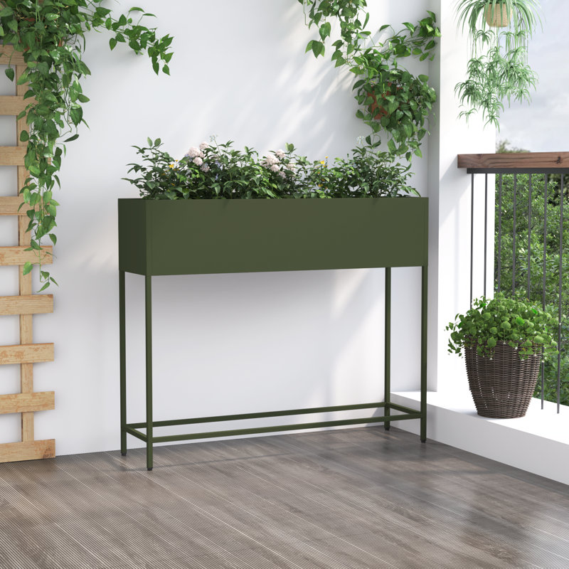 Elevated Planter, Olive, 82cm H x 100cm W x 26cm D