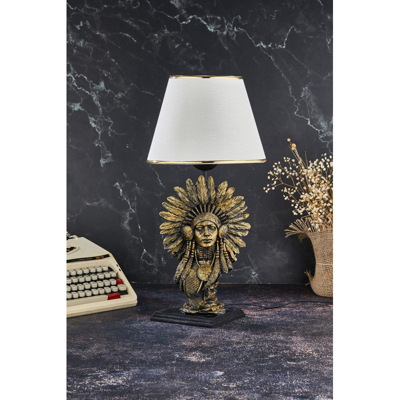 Lampe de table Danyale, Or, Blanc