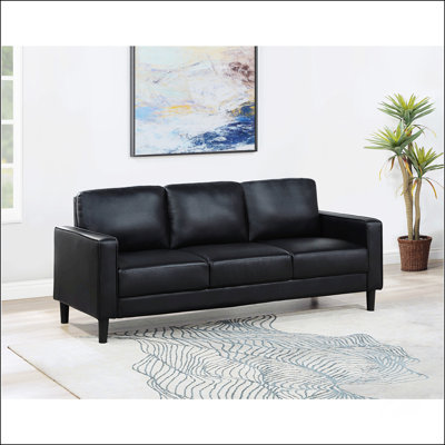 Élégant canapé à accoudoirs droits avec assise confortable et design d'inspiration Mid-Century, parfait pour les espaces de vie contemporains