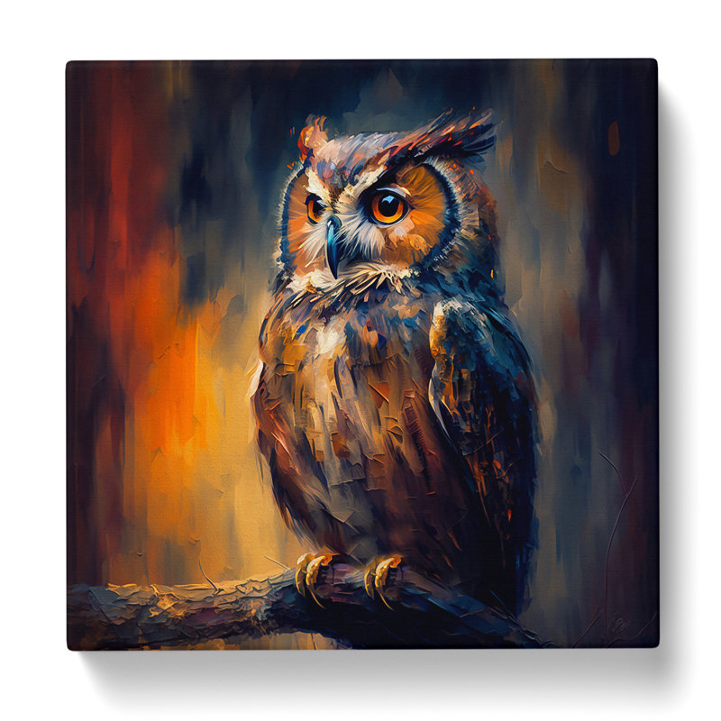 Owl Post-Impressionism - Wrapped Canvas, 35cm H x 35cm W