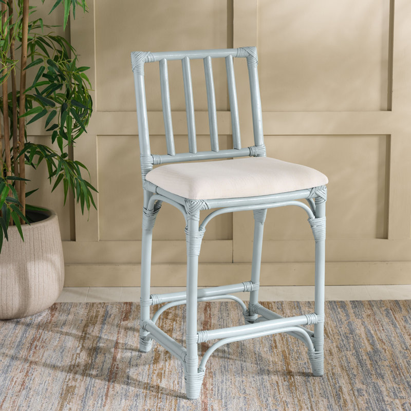 Tabouret de bar avec coussin Mylinda, Bleu pâle