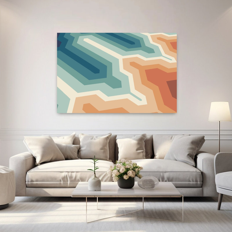 Funky Geo I, art contemporain abstrait, H 40 po x l 60 po