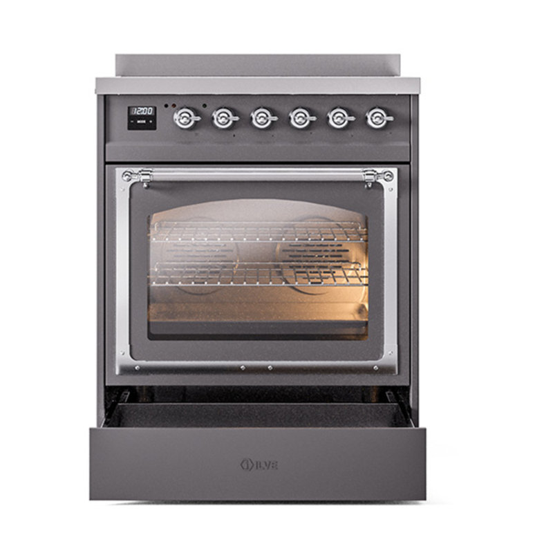 ILVE Nostalgie II Noblesse 30 in Induction Range, Graphite Matte/Chrome
