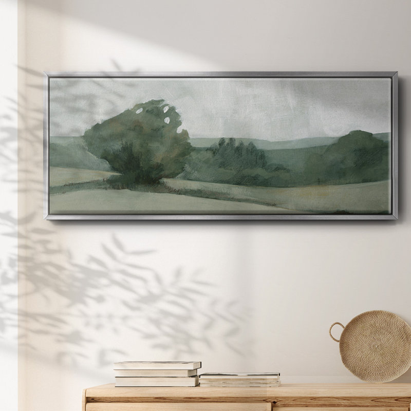 Soft Green Landscape I- Framed Canvas