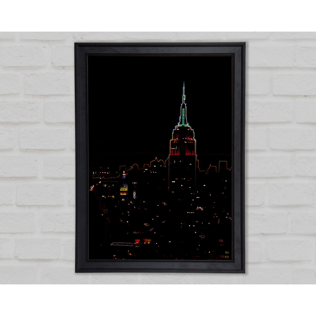 Empire State Neon Gerahmter Druck