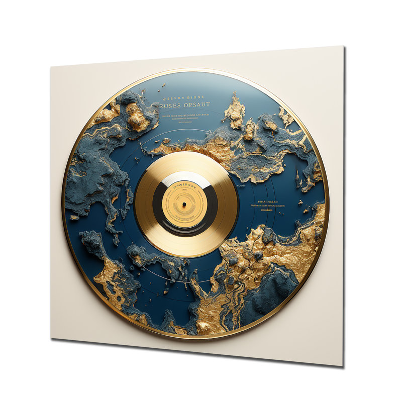 Disque vinyle doré et vert Melody III - Disques vinyle, art mural en métal, H 29 po x l 29 po