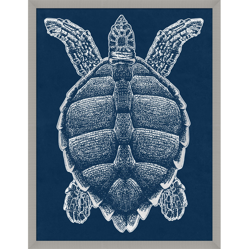 Sea Turtle With Silver Leaf 2 Print