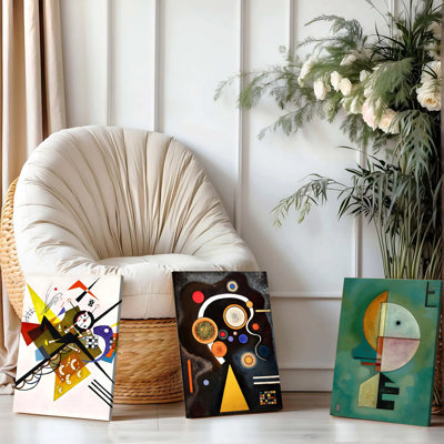 Ensemble de 3 affiches encadrées, style abstrait, sur toile, de Wassily Kandinsky. Impressions géométriques modernes pour le salon, la chambre et le bureau. Décoration murale colorée et abstraite.