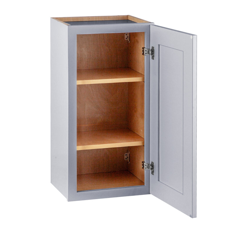 Armoire murale 1 porte et 3 tablettes en bois massif gris clair pour rangement dans la cuisine, salle de bain, buanderie, tablettes réglables prêtes à assembler (l 18 po x P 12 po x H 42 po)
