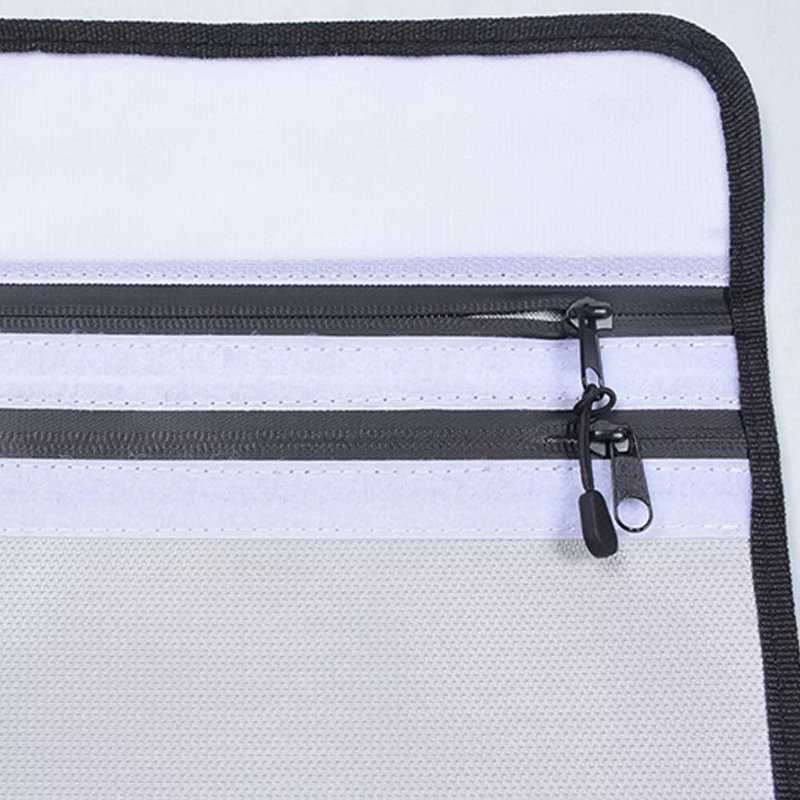 Grand sac à documents ignifuge avec double fermeture à glissière et bandes réfléchissantes