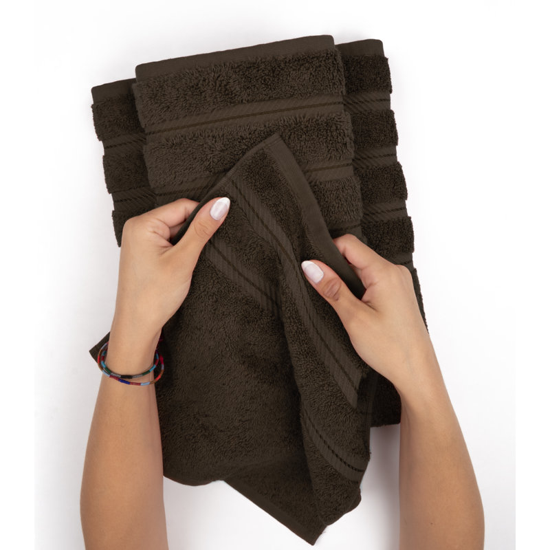Ensemble de serviettes de bain turques de luxe 100% coton 4 pièces Edison Collection, Brun chocolat