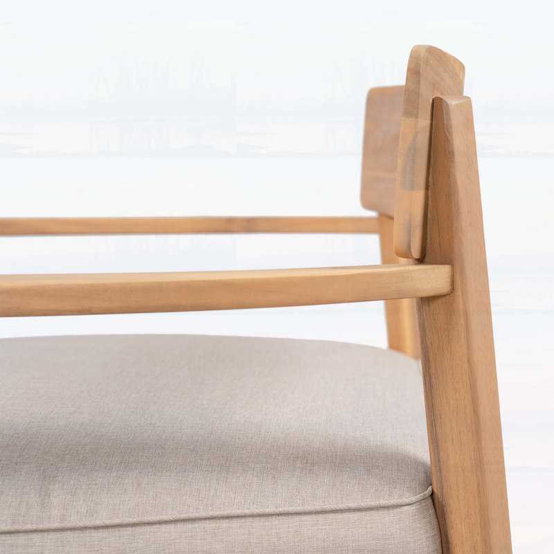 Fauteuil club en bois d'acacia avec coussin de siège Mallorca