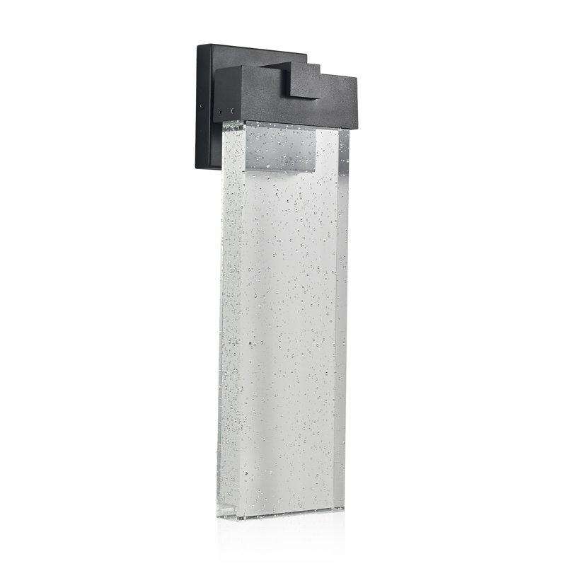 18"(H) 1-pack 12W Modern Outdoor Wall Light Fixture, Weatherproof LED Wall Sconce with Bubble Crystal, Black Finish, Up and Down Lighting for Porch, Patio, and Garden