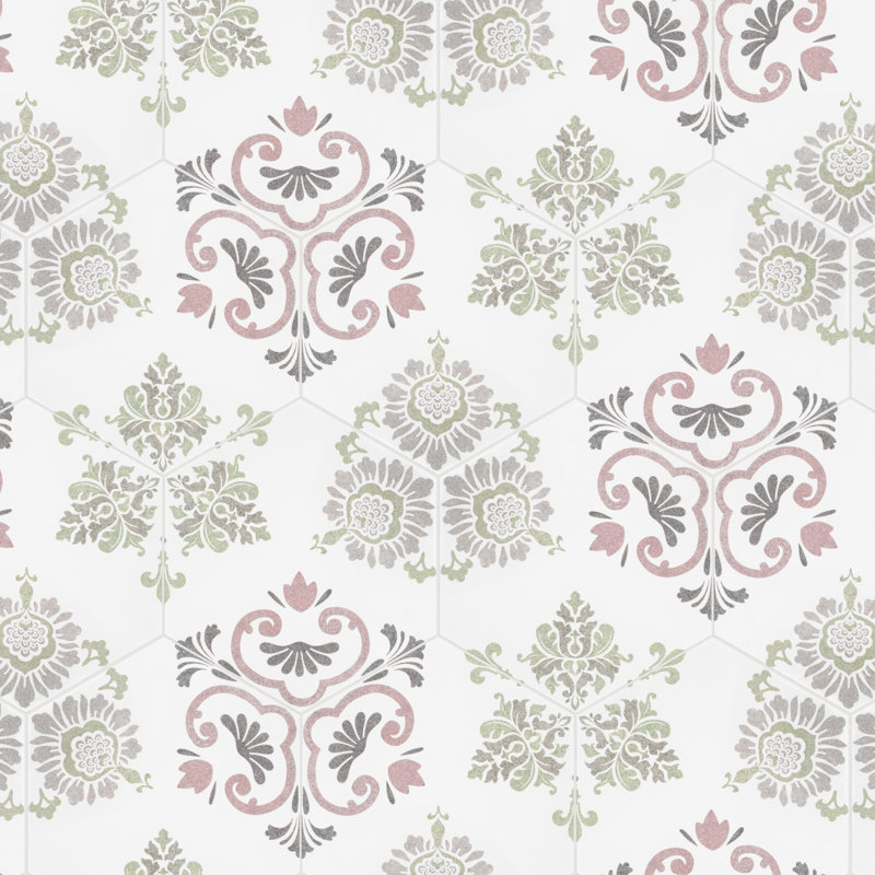 Fantasy Hex Series 8.63" x 9.88" Porcelain Patterned Wall & Floor Tile