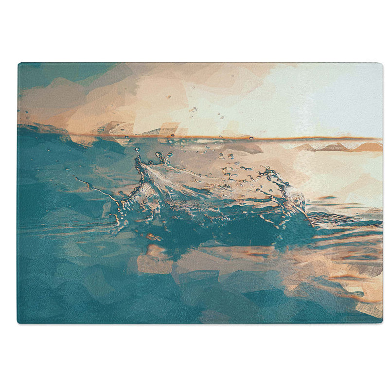 Glass Make A Splash in Abstract Chopping Board, 39 cm W x 28.5 cm L