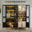 65'' LED Kitchen Pantry Storage Cabinet with Adjustable Shelves , Food Pantry &Art Display Cabinet with Acrylic Transparent Doors-800012615