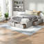 Lit plateforme spacieux et spacieux avec rangement, structure en MDF, blanc antique