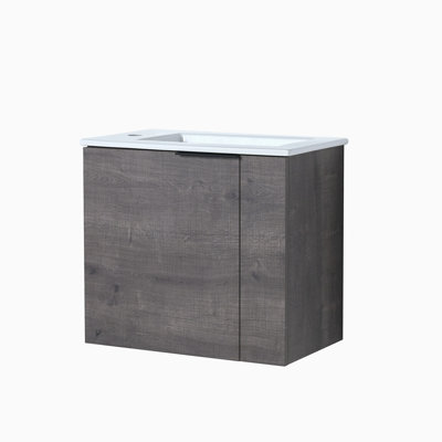 Meuble-lavabo avec lavabo 22 po pour petite salle de bain, meuble-lavabo flottant avec porte à fermeture en douceur, petit meuble-lavabo avec lavabo, 22 po x 13 po (KD-Packing)