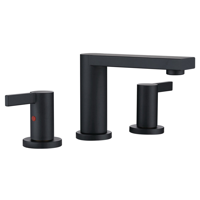 Widespread 2-Handle Bathroom Faucet, Matte Black Metal Sink Faucet With Pop-Up Drain, Aerator & CUPC Supply Lines Included