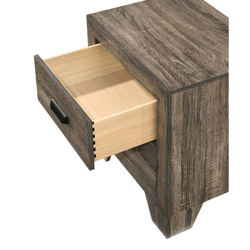 Table de chevet transitionnelle 1Pc 2 tiroirs avec quincaillerie en métal