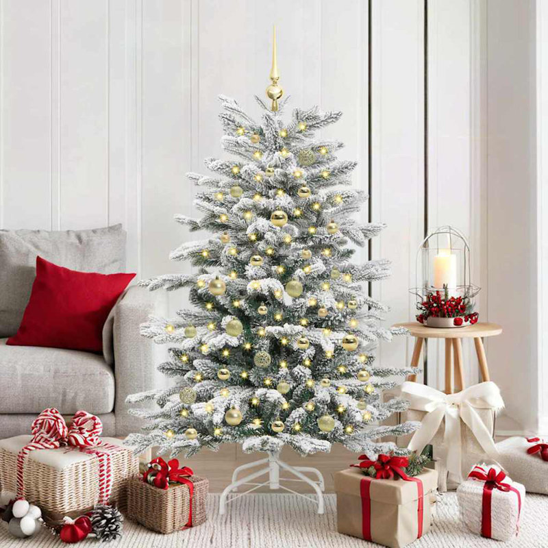 Artificial Hinged Christmas Tree White PE and PVC, 4.92 ft