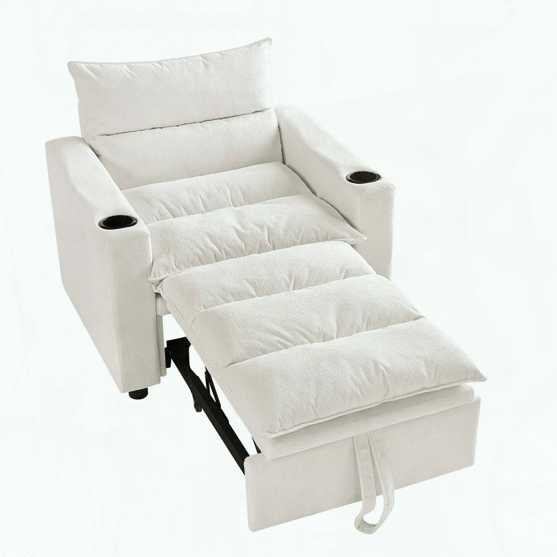 Canapé-lit convertible 3 en 1 - Velours - Porte-gobelet, Beige