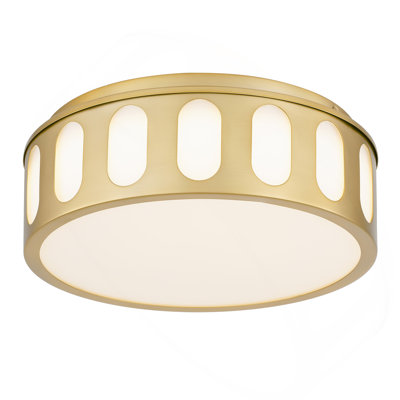 11.25-in Antiuqe Brass LED Flush Mount