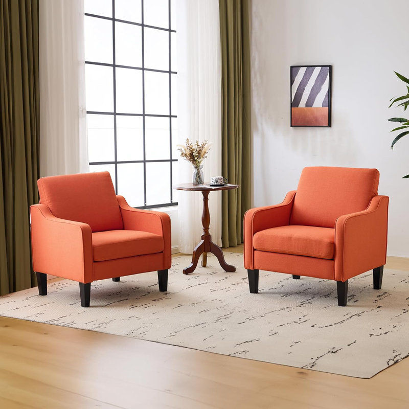 Fauteuil de 29,9 po de largeur Amaryia, Mélange de lin orange
