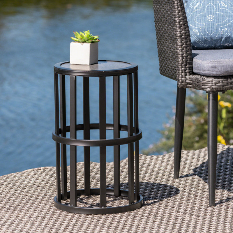 Table d'appoint en céramique avec cadre en fer, élégante pour patio et table à cadre, fonctionnelle