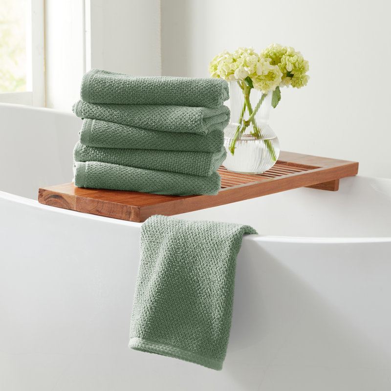 Eucalyptus Green Cotton Hand Towels Set of 6