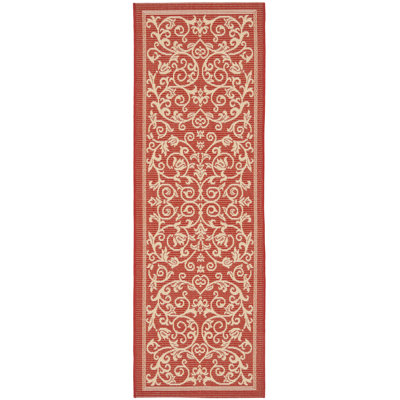 Tapis intérieur / extérieur à motif floral rouge / beige Galena