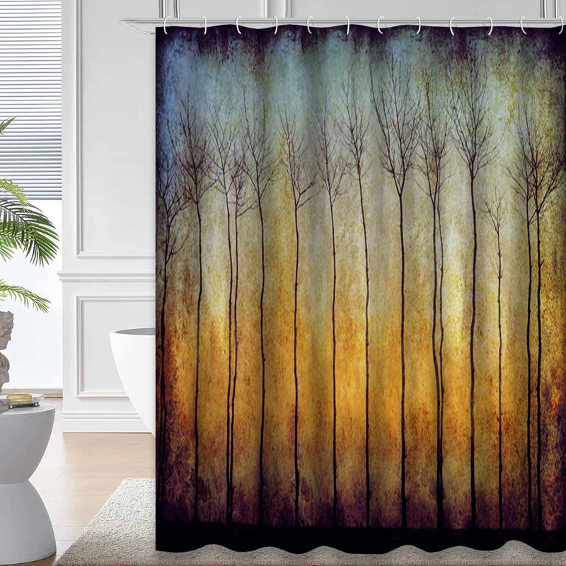 Grunge Forest Winter Sunlight Art Shower Curtain with 12 Hooks, L 72 po x l 84 po