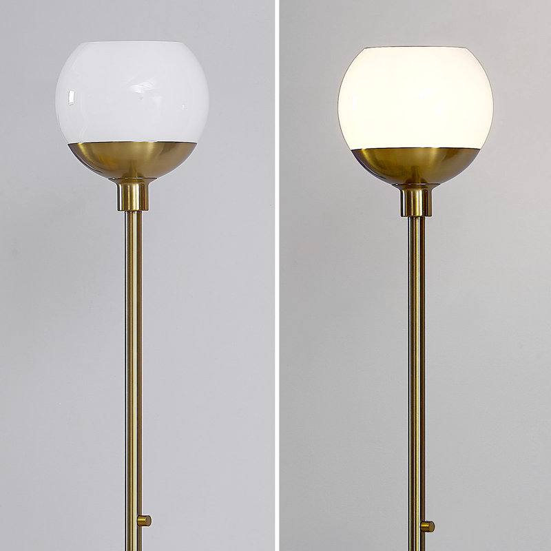 Eveana 71'' LED Torchiere Floor Lamp, Brushed Brass, White