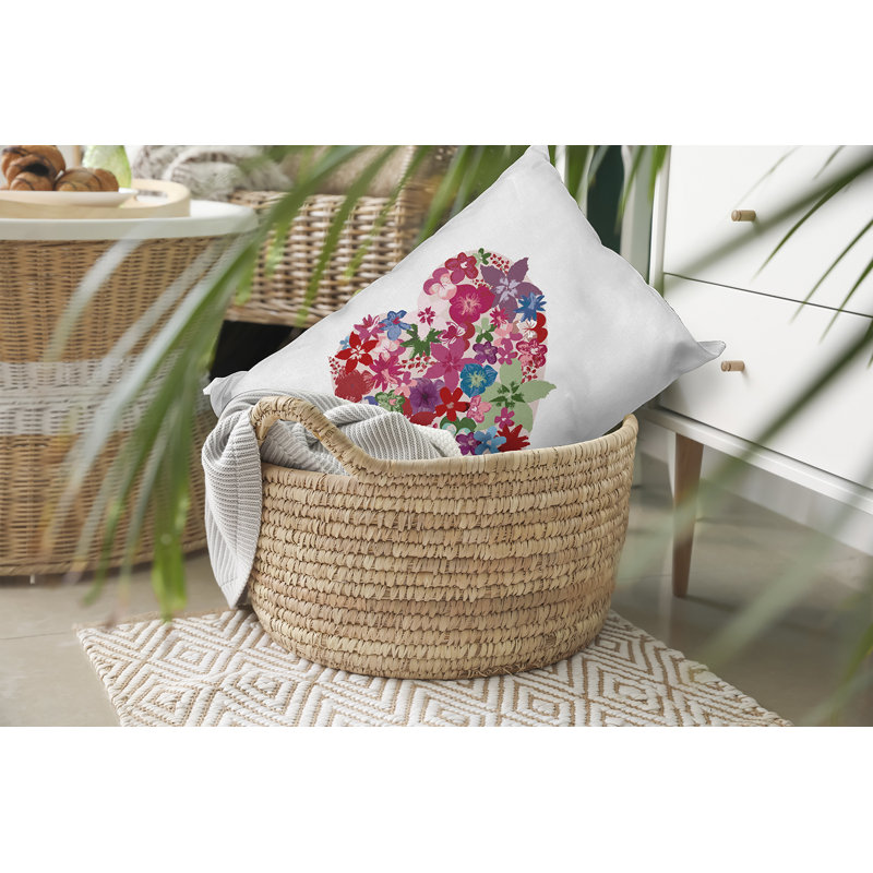 Coussin décoratif floral intérieur / extérieur en polyester, H 14 po x l 20 po, Rectangulaire
