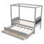 Lit plateforme simple avec tête de lit tapissier, lit gigogne simple et 3 tiroirs, cadre de lit à baldaquin princesse pour enfants, rangement et assemblage facile-777617550