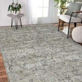 Nuit Arabe Classic Bordered Hand-Knotted Medium Gray Area Rug, 2' X 3'