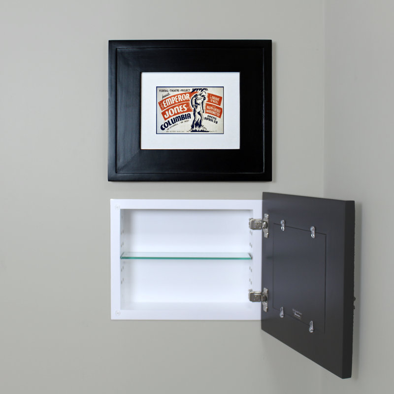 Armoire à pharmacie encastrée avec l 14 po et H 11 po avec 1 tablette réglable, Noir, noir, noir, noir