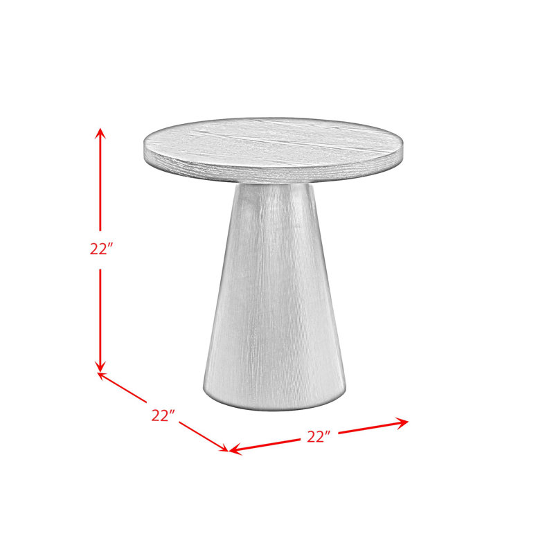 Black Round Wood Pedestal End Table, 22"