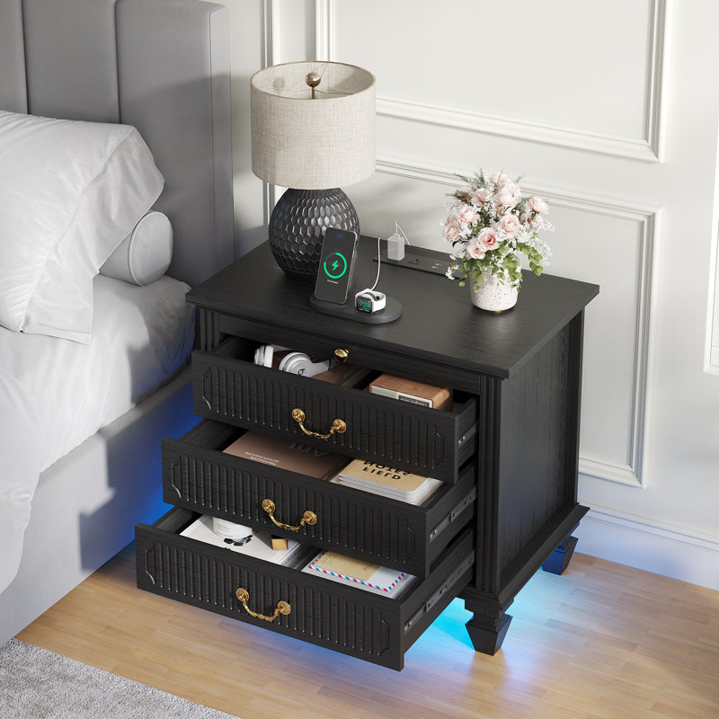 65cm W Bedside Table, Black