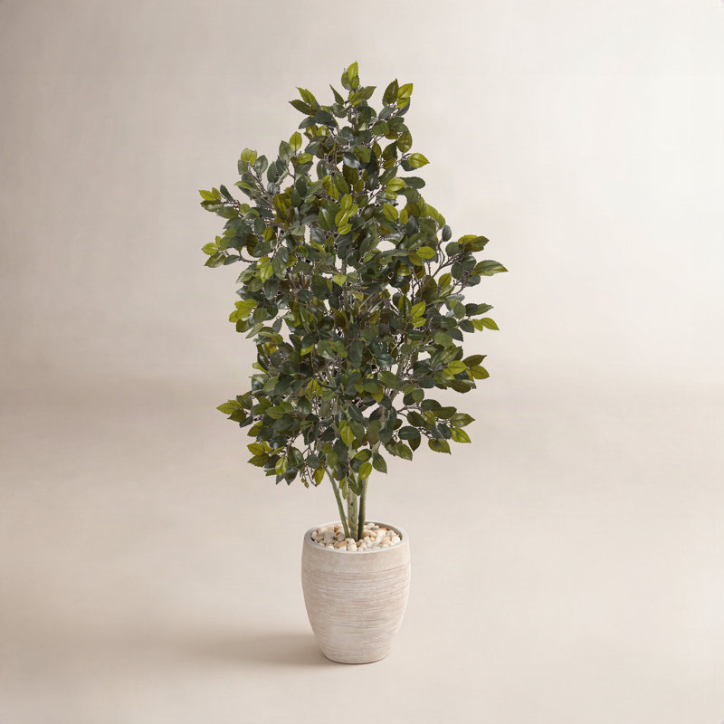 53'' Faux Ficus Tree in Earthenware Planter
