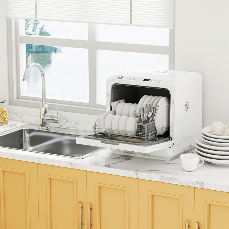 45Cm 63 dBA Countertop Dishwasher, White/White