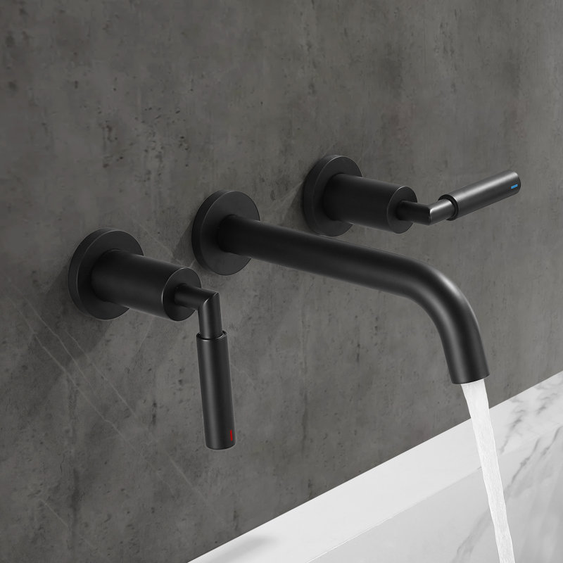 Matte Black Wall-Mounted Solid Brass Bathroom Faucet