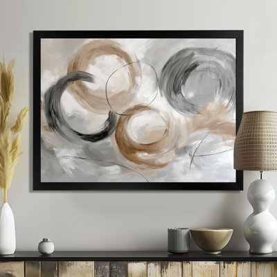 Grey Brown Balance Of Dark Force Harmony - Abstract Collages Canvas Wall Art, Grey Contemporary Framed Wall Art