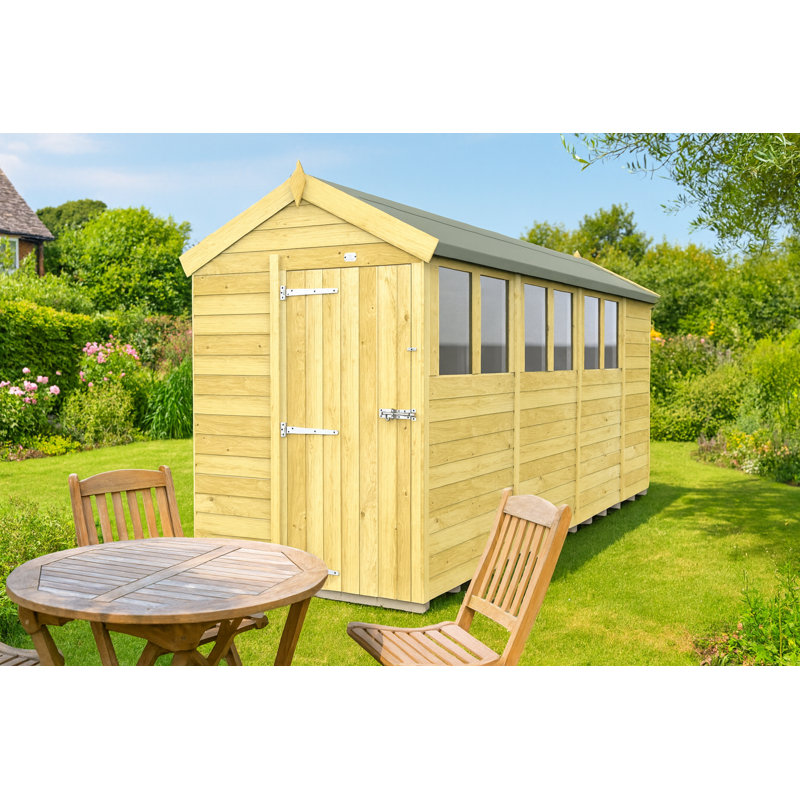 5ft x 15ft Apex Shed - Single Door with Windows