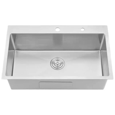 Stainless Steel 30 in 2-Hole Single Bowl Drop-In Workstation Kitchen Sink