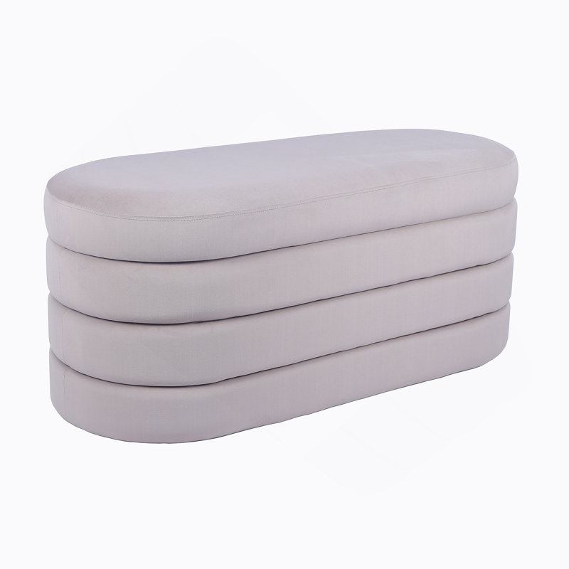 Banc avec rangement en velours taupe