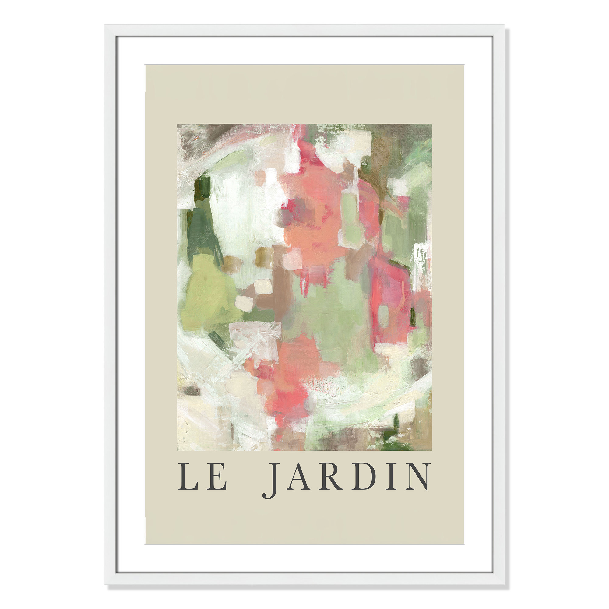 Botanical Poster Collection " Le Jardin " by Carol Robinson, White Single Picture Frame, 35.5" H x 25.5" W x 1.25" D, Yes