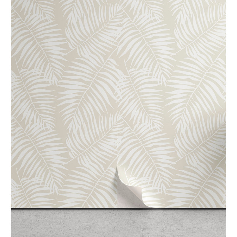 Rouleau de papier peint Antwoin Leaves, Coquille d'œuf / blanc, 13 po x 100 po
