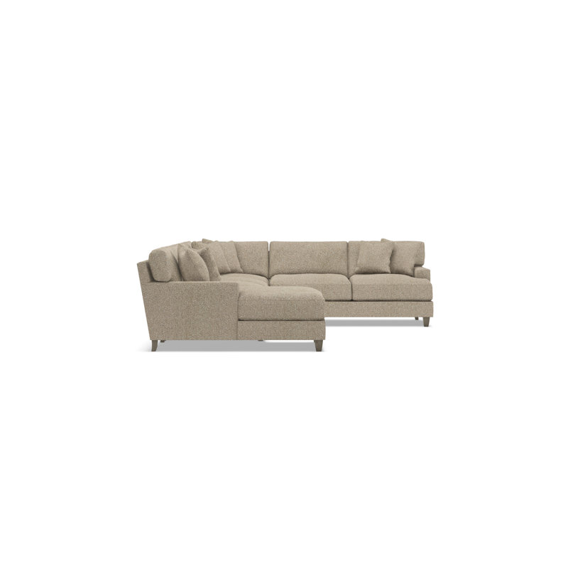 Bernhardt Mila 5-Piece Fabric Sectional, Left Hand Facing, Light Brown Polyester, 33.5" H x 137" W x 107" D